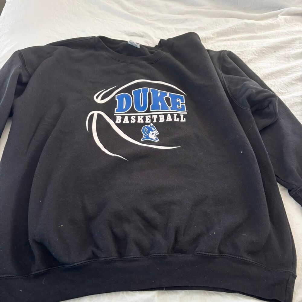 DUKE Black Blue 2XLarge University Basketball Unisex College Black Sweatshirt